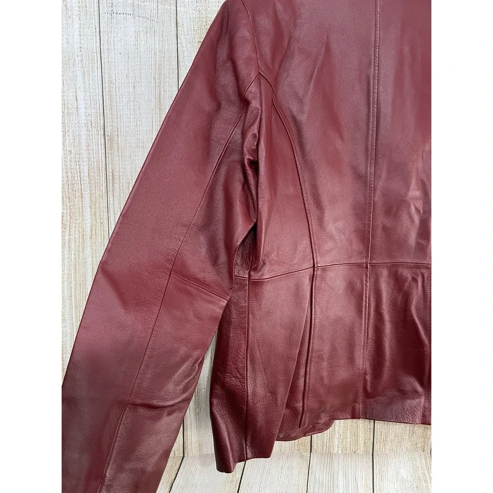 Vintage Y2K‎  MetroStyle Leather Blazer Sz 12 Oxblood Red Classic Mob Wife Lux